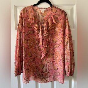 Sundance Paisley Blouse - Pink and Orange